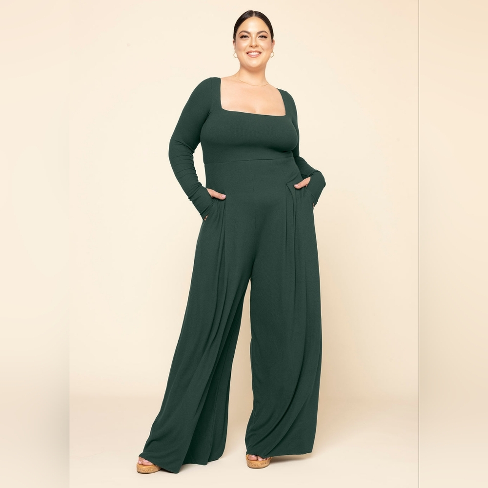 NEW Popflex Go With The Flow Long Sleeve Jumpsuit - Pine